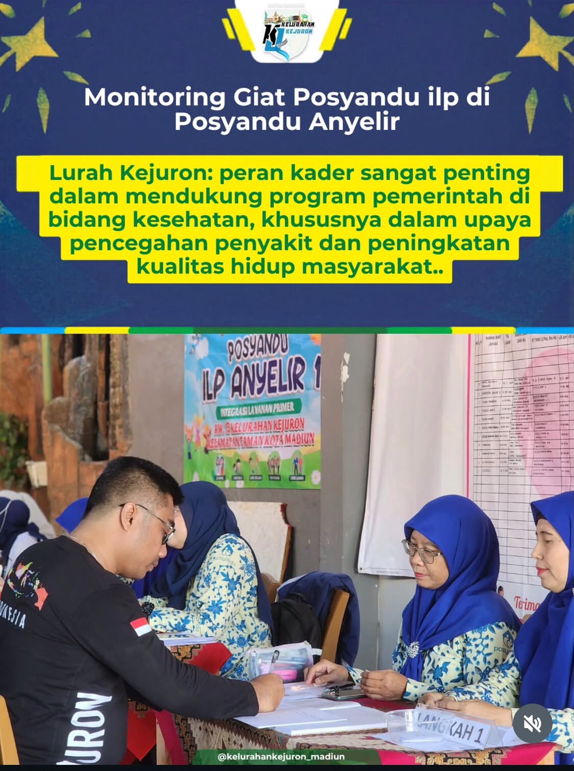 Lurah Kejuron Monitoring Pelaksanaan Posyandu ILP di Posyandu Anyelir